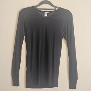 Winter Silks 100% Silk Base Layer, Long Sleeve, Black, Scalloped Edge, Sz S